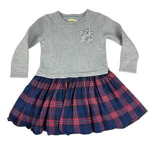 Mini Boden Sweatshirt Plaid Dress 5-6 Years